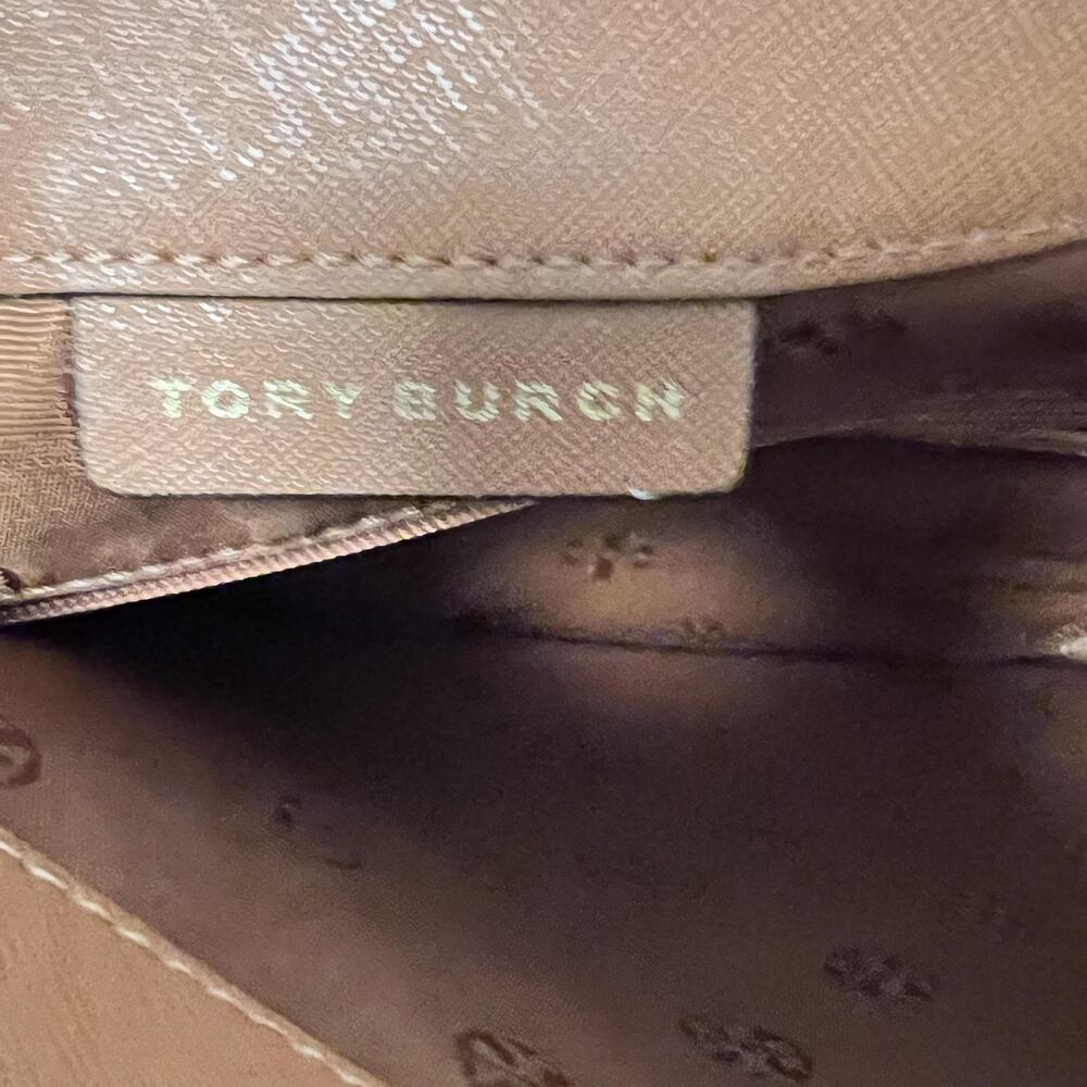 Tory Burch Bag Womens Size Large Brown Leather Tote Shoulder Purse Zip Logo - Picture 14 of 16